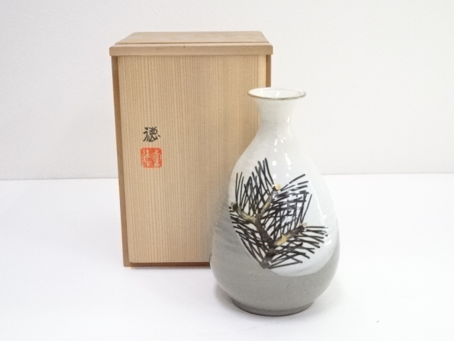 京焼　河合誓徳造　寿松瓶